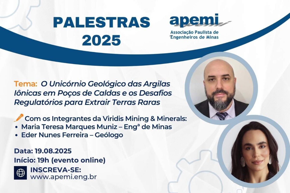 Palestra - O Unicórnio Geológico das Argilas Iônicas em Poços de Caldas e os Desafios Regulatórios para Extrair Terras Raras