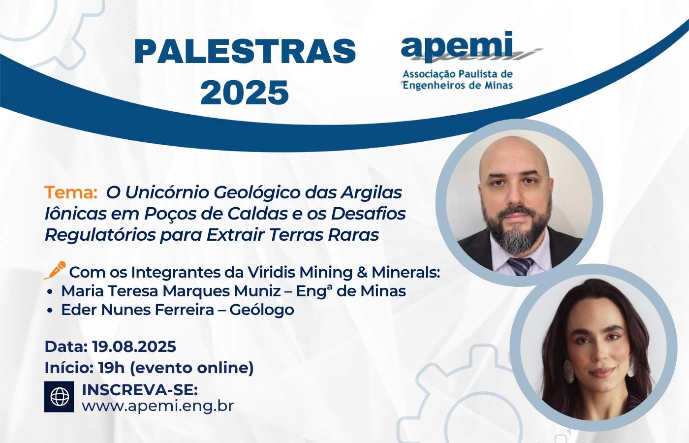 Palestra - O Unicórnio Geológico das Argilas Iônicas em Poços de Caldas e os Desafios Regulatórios para Extrair Terras Raras