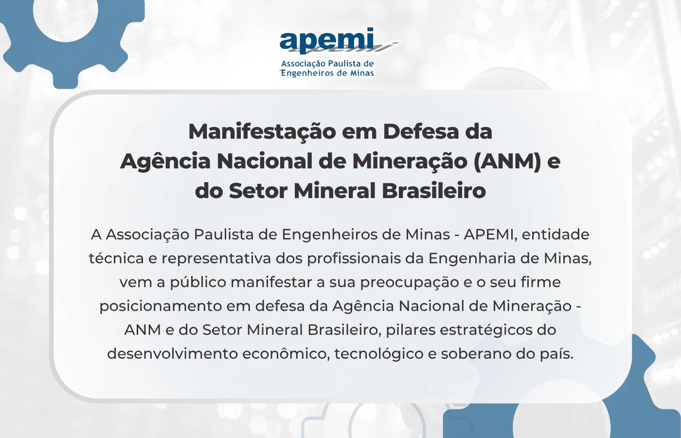 Manifestação em defesa ANM e Setor Mineral Brasileiro